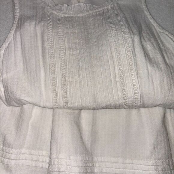 Doe & Rae White Cotton Summer Dress Sz Small Cottagecore/Coastal/Boho Fit&Flare - Picture 2 of 5